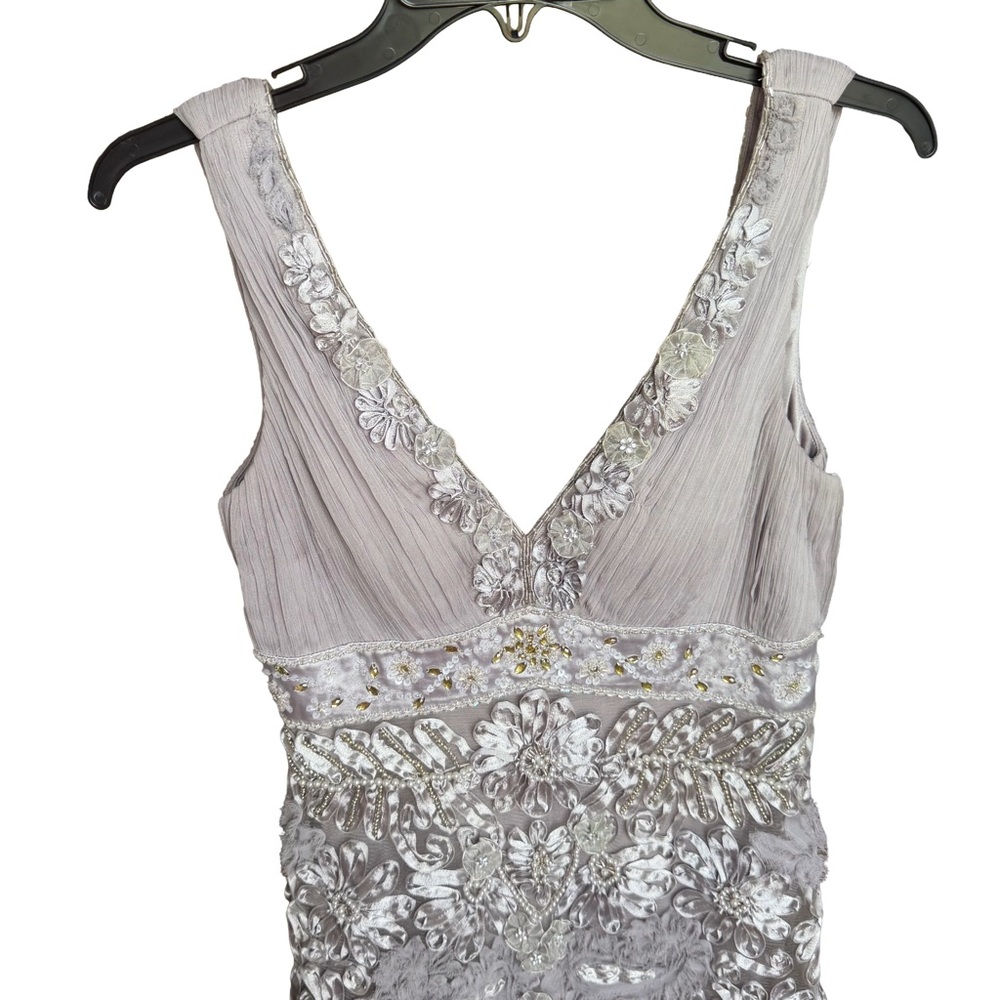vintage sue wong nocturne silk blend beaded embellished v-neck sleeveless dress